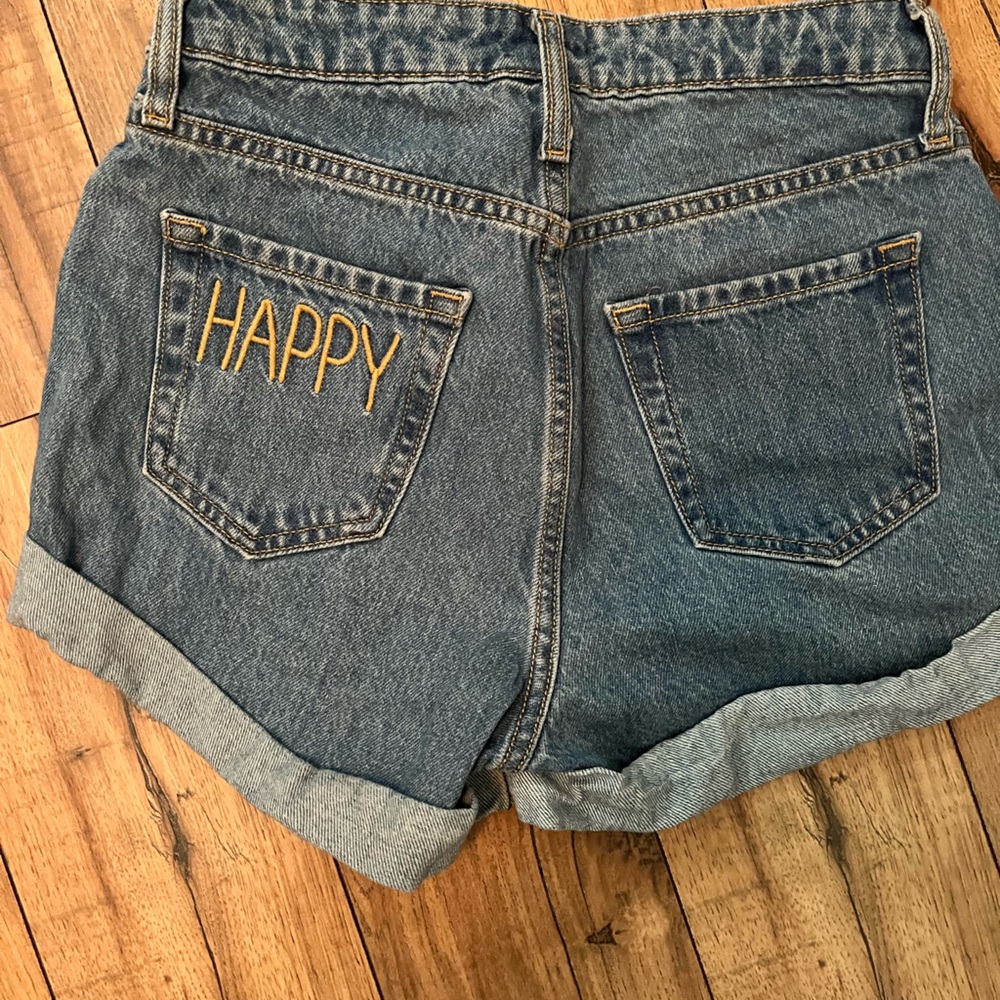Wild Fable Blue Denim Shorts with Gold Embroidery
